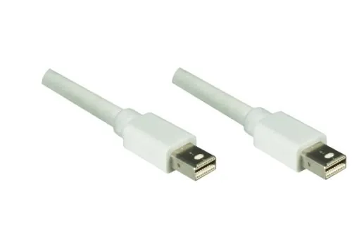 DINIC MDP Mini DisplayPort Kabel Stecker auf Stecker, 2m Anschlusskabel, weiß